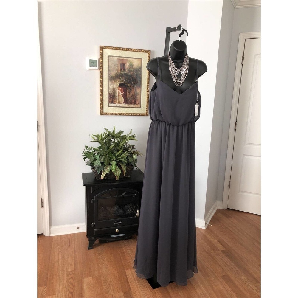 Kennedy Gray Prom Dress gown Green Spaghetti Straps Maxi 4 Elastic Waist